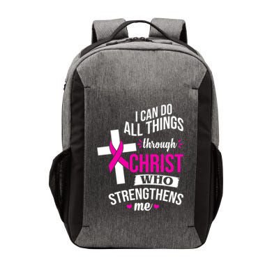 I Can Do All Things Through Christ Who Strengthens Me Breast Cancer Vector Backpack