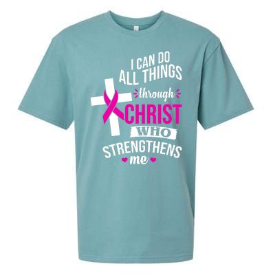 I Can Do All Things Through Christ Who Strengthens Me Breast Cancer Sueded Cloud Jersey T-Shirt