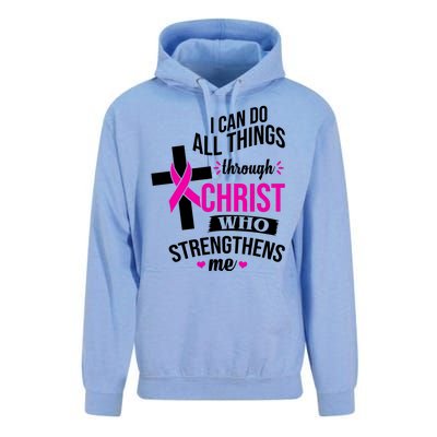 I Can Do All Things Through Christ Who Strengthens Me Breast Cancer Unisex Surf Hoodie