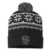 I Can Do All Things Through Christ Butterfly Art Religious USA-Made Snowflake Beanie