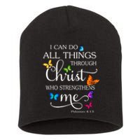 I Can Do All Things Through Christ Butterfly Art Religious Short Acrylic Beanie