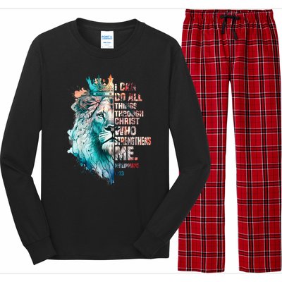 I Can Do All Things Through Christ Lion Faith Christian Long Sleeve Pajama Set