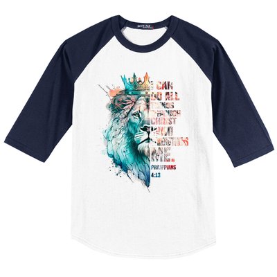 I Can Do All Things Through Christ Lion Faith Christian Baseball Sleeve Shirt