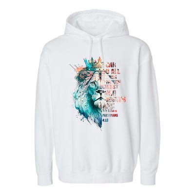 I Can Do All Things Through Christ Lion Faith Christian Garment-Dyed Fleece Hoodie