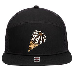 Ice Cream Day Design Ice Cream Party Cool Gift 7 Panel Mesh Trucker Snapback Hat