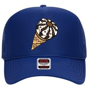 Ice Cream Day Design Ice Cream Party Cool Gift High Crown Mesh Back Trucker Hat