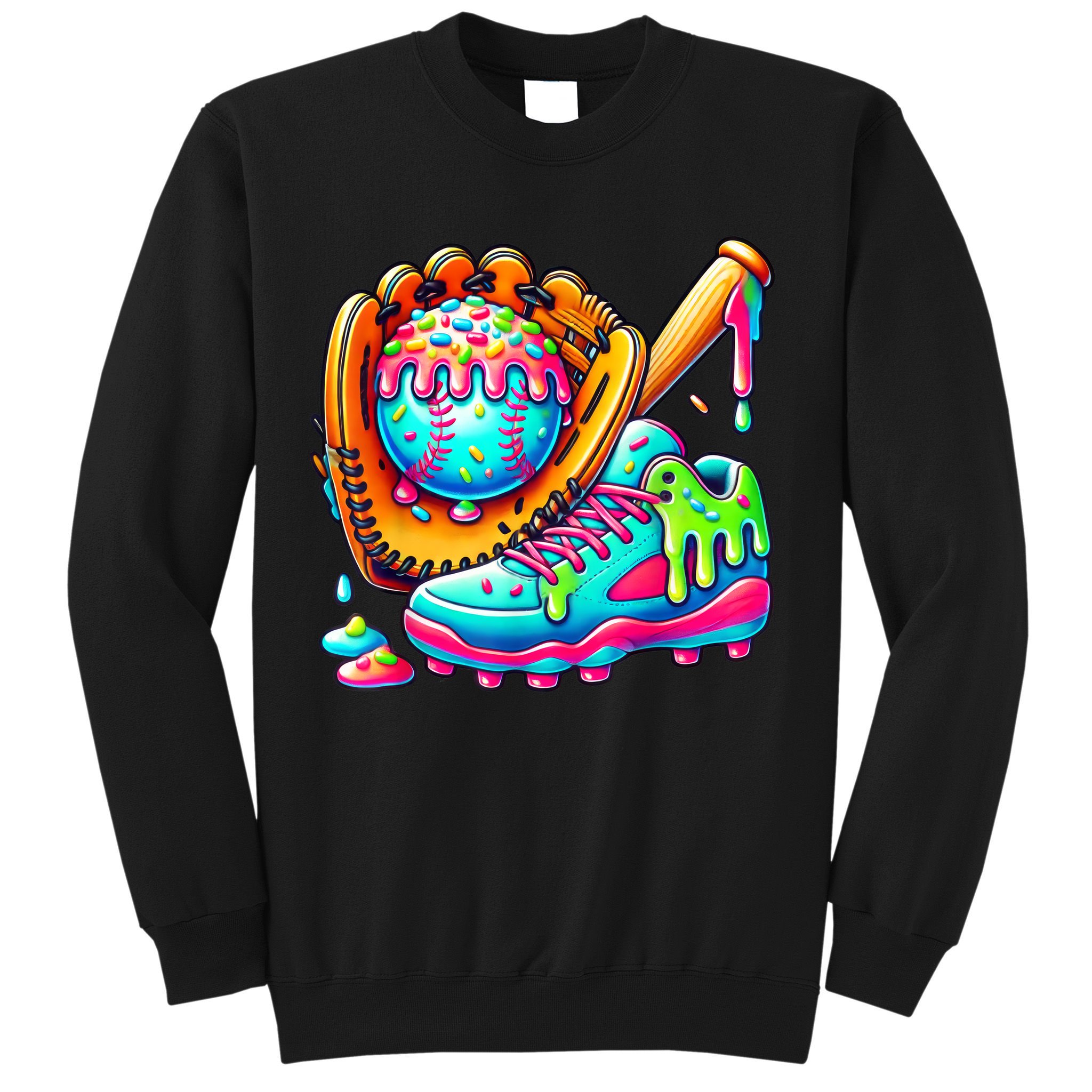 Ice Cream Drip Baseball Stuff Baseball Drip For Boy Graphic  Sweatshirt