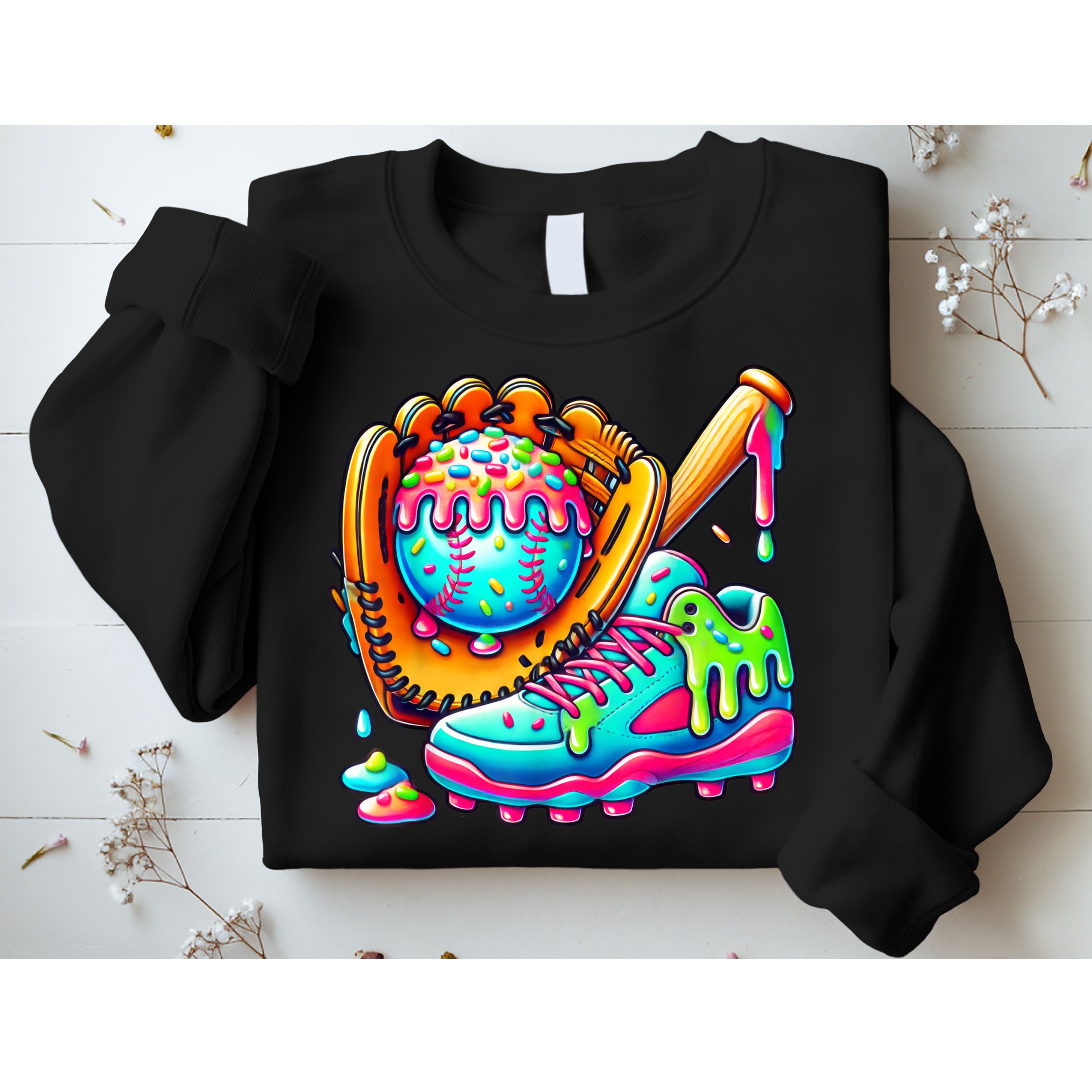 Ice Cream Drip Baseball Stuff Baseball Drip For Boy Graphic  Sweatshirt