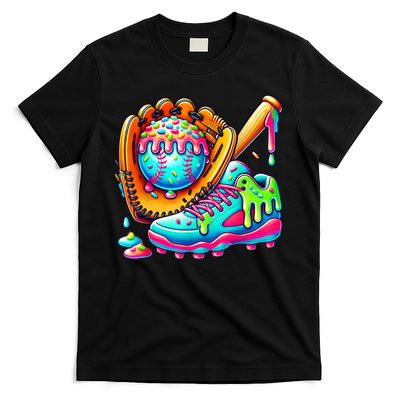 Ice Cream Drip Baseball Stuff Baseball Drip For Boy Graphic  T-Shirt