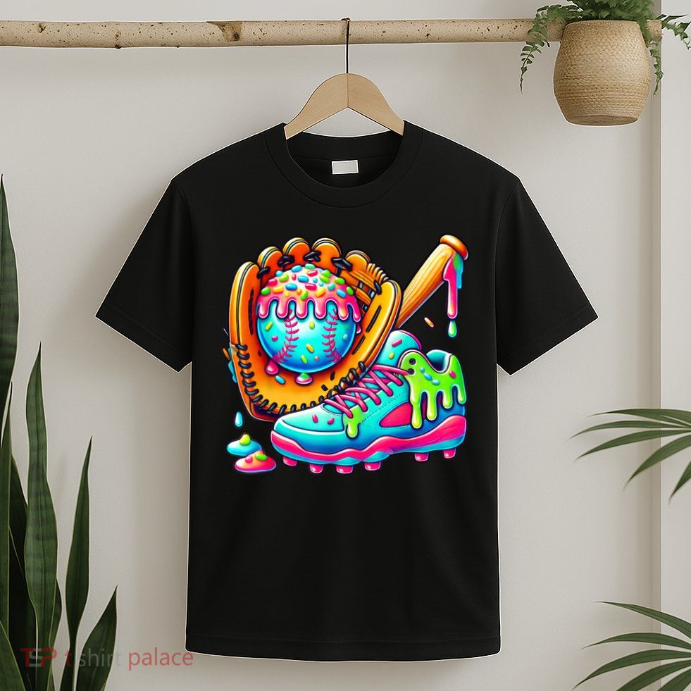 Ice Cream Drip Baseball Stuff Baseball Drip For Boy Graphic  T-Shirt