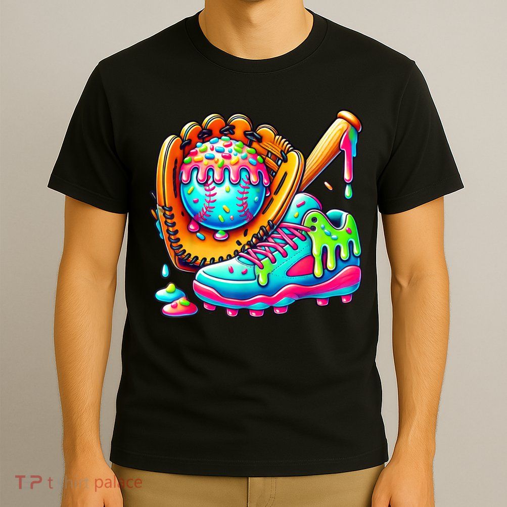 Ice Cream Drip Baseball Stuff Baseball Drip For Boy Graphic  T-Shirt