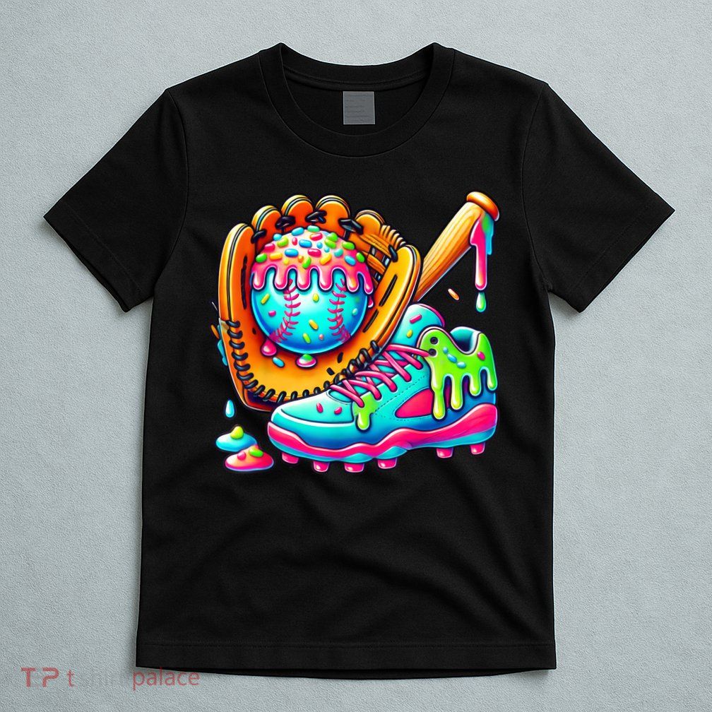 Ice Cream Drip Baseball Stuff Baseball Drip For Boy Graphic  T-Shirt