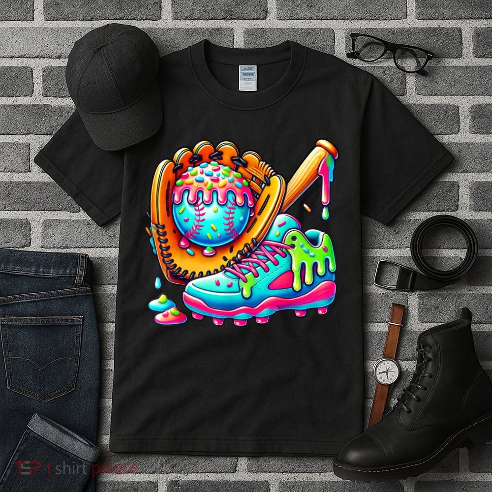 Ice Cream Drip Baseball Stuff Baseball Drip For Boy Graphic  Tall T-Shirt