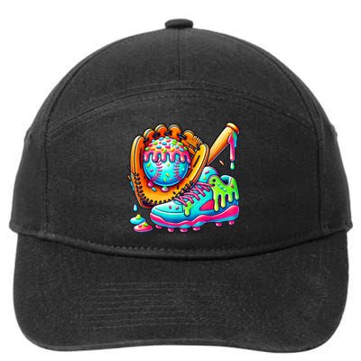 Ice Cream Drip Baseball Stuff Baseball Drip For Boy Graphic  7-Panel Snapback Hat