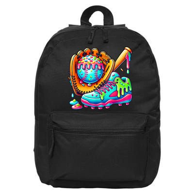 Ice Cream Drip Baseball Stuff Baseball Drip For Boy Graphic  16 in Basic Backpack