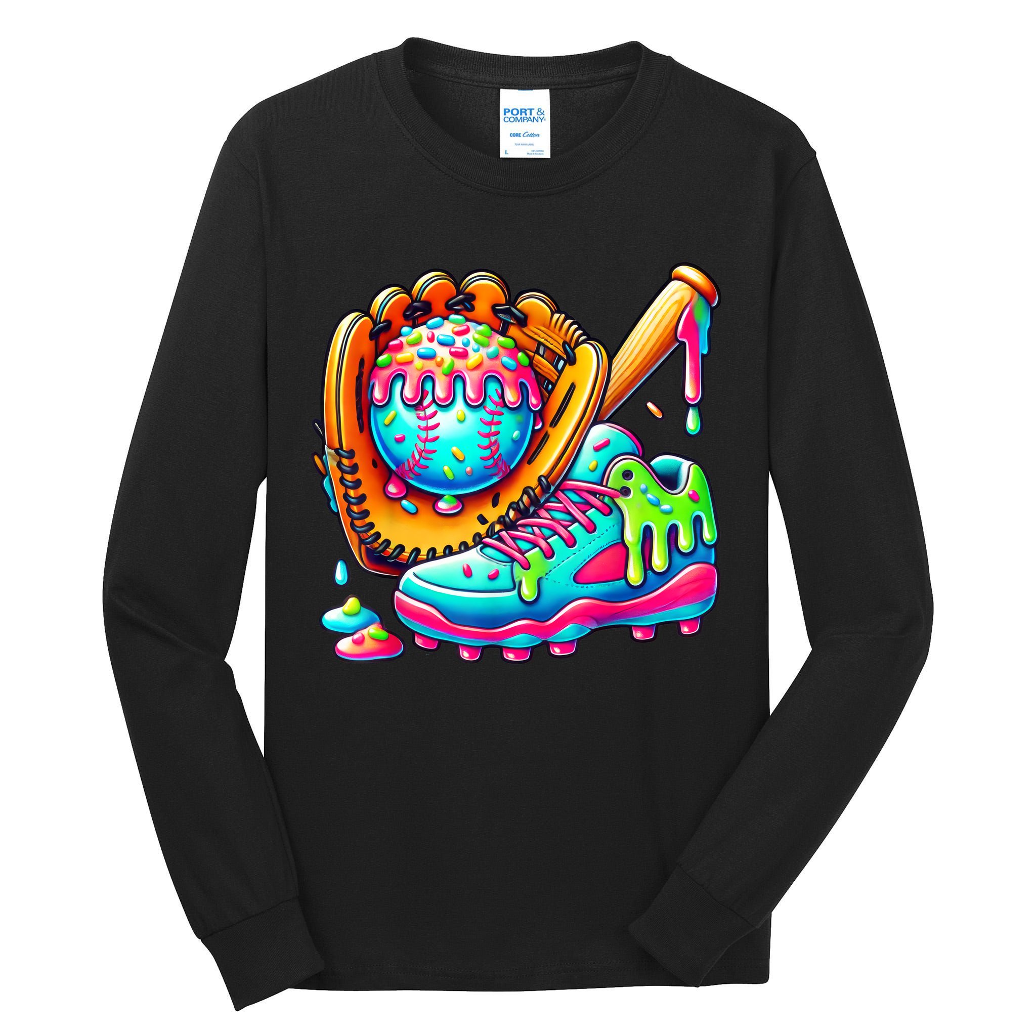 Ice Cream Drip Baseball Stuff Baseball Drip For Boy Graphic  Tall Long Sleeve T-Shirt