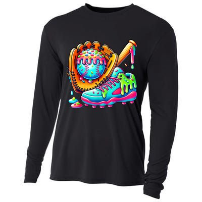 Ice Cream Drip Baseball Stuff Baseball Drip For Boy Graphic  Cooling Performance Long Sleeve Crew