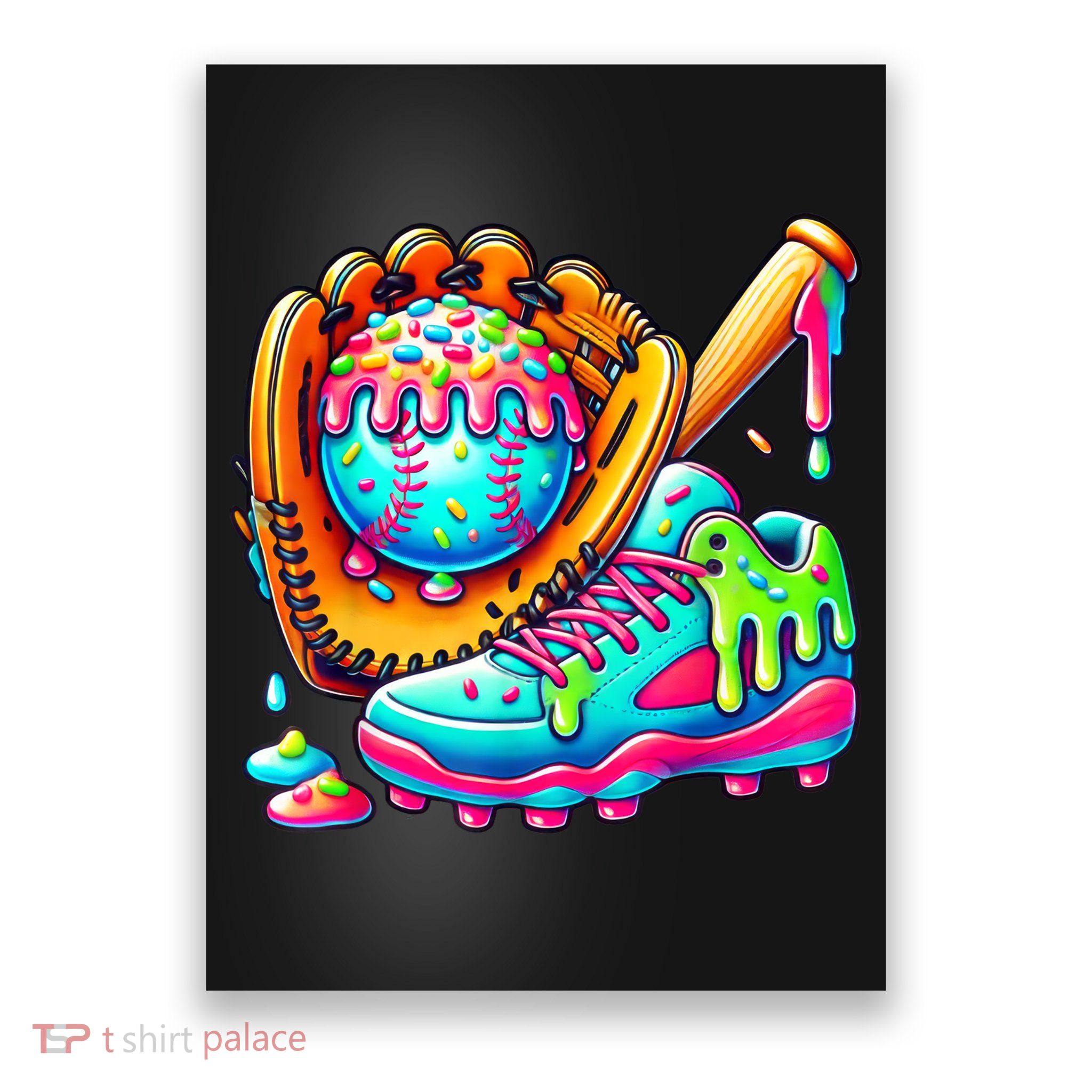 Ice Cream Drip Baseball Stuff Baseball Drip For Boy Graphic  Poster