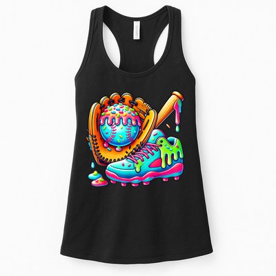 Ice Cream Drip Baseball Stuff Baseball Drip For Boy Graphic  Womens Tank Top
