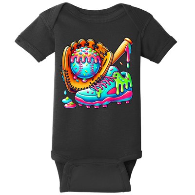 Ice Cream Drip Baseball Stuff Baseball Drip For Boy Graphic  Baby Bodysuit