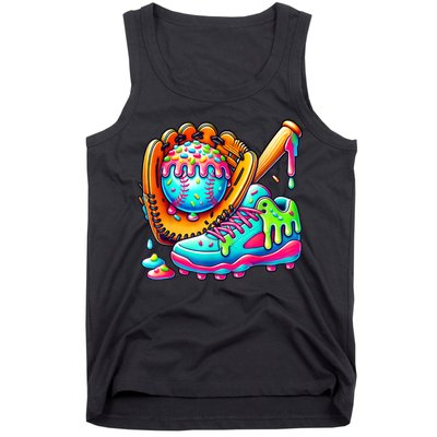 Ice Cream Drip Baseball Stuff Baseball Drip For Boy Graphic  Tank Top