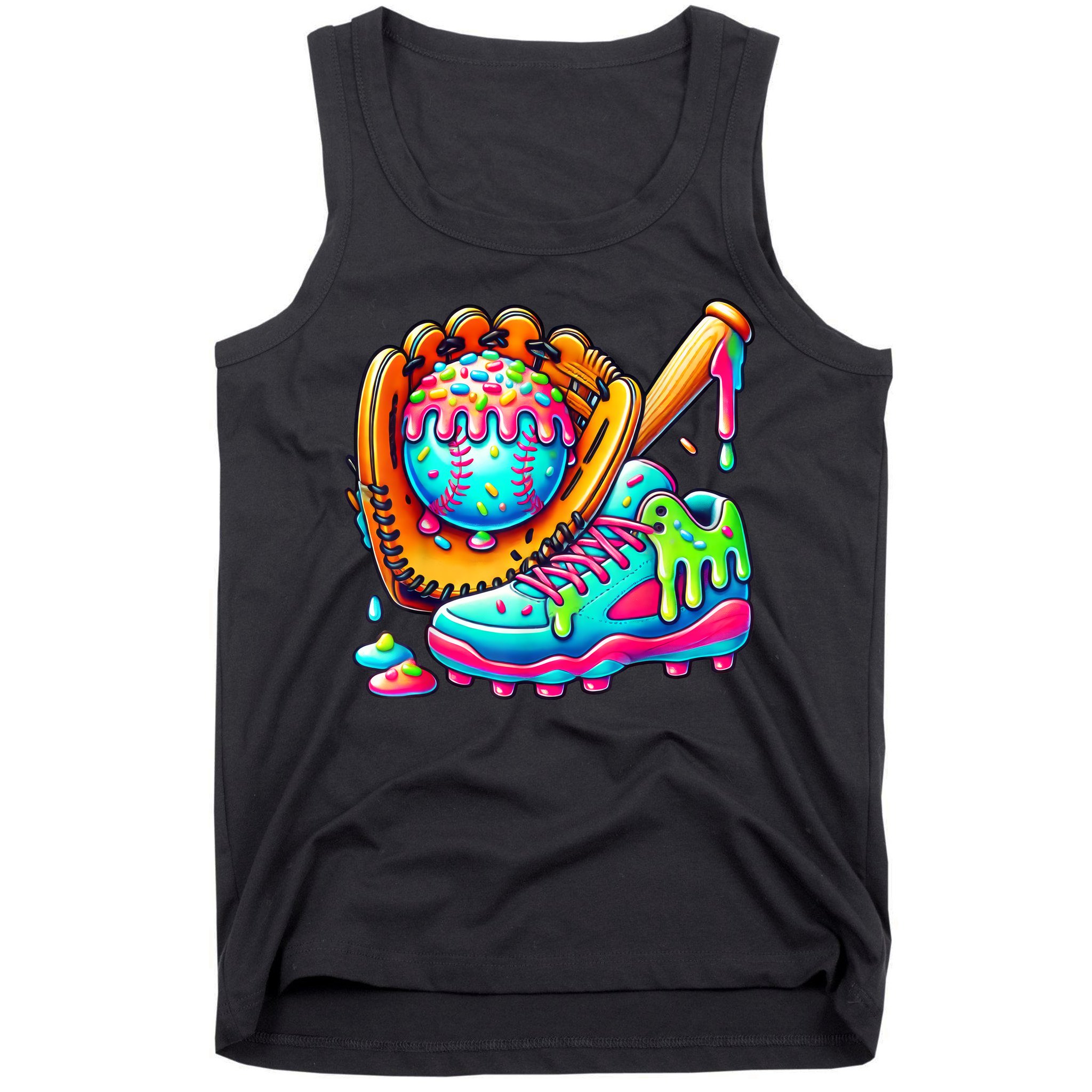 Ice Cream Drip Baseball Stuff Baseball Drip For Boy Graphic  Tank Top