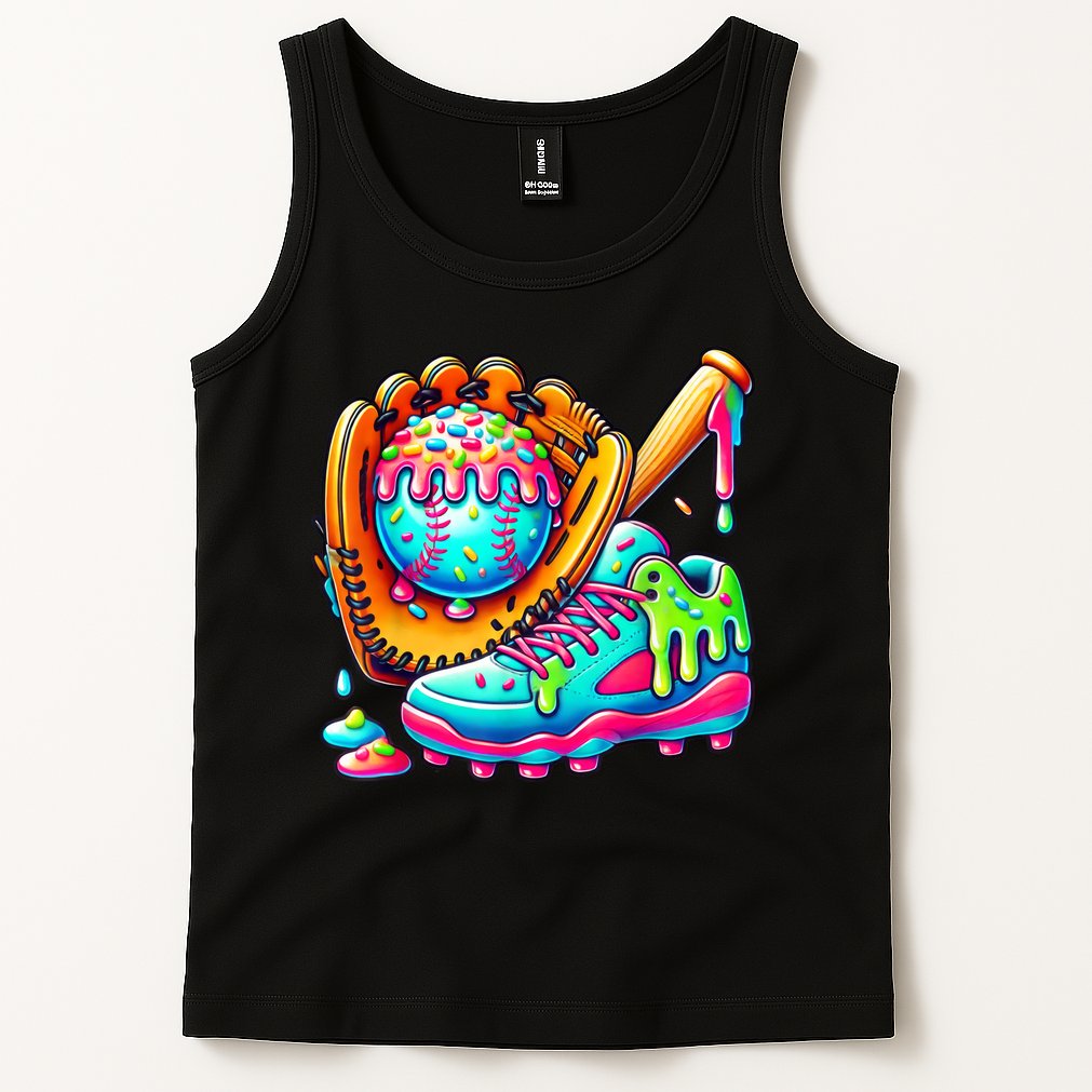 Ice Cream Drip Baseball Stuff Baseball Drip For Boy Graphic  Tank Top