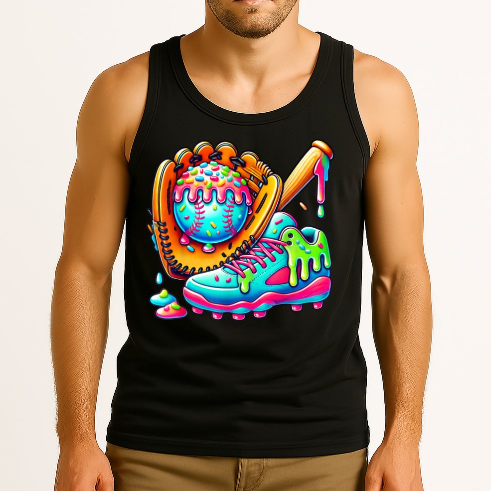 Ice Cream Drip Baseball Stuff Baseball Drip For Boy Graphic  Tank Top