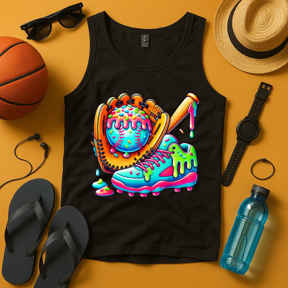 Ice Cream Drip Baseball Stuff Baseball Drip For Boy Graphic  Tank Top