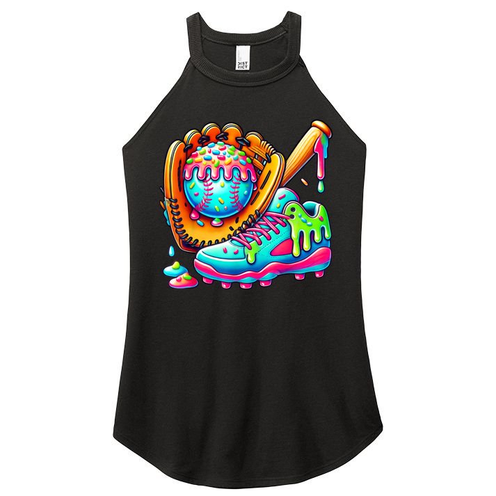 Ice Cream Drip Baseball Stuff Baseball Drip For Boy Graphic  Women's Perfect Tri Rocker Tank