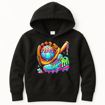 Ice Cream Drip Baseball Stuff Baseball Drip For Boy Graphic  Kids Hoodie