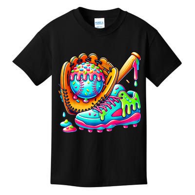 Ice Cream Drip Baseball Stuff Baseball Drip For Boy Graphic  Kids T-Shirt