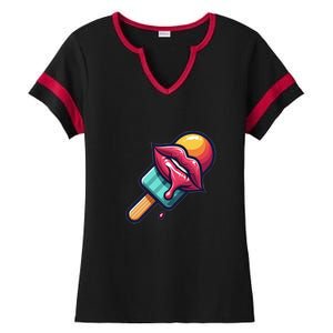 Ice Cream Day Design Ice Cream Party 2024 Gift Ladies Halftime Notch Neck Tee