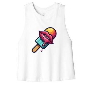 Ice Cream Day Design Ice Cream Party 2024 Gift Women's Racerback Cropped Tank