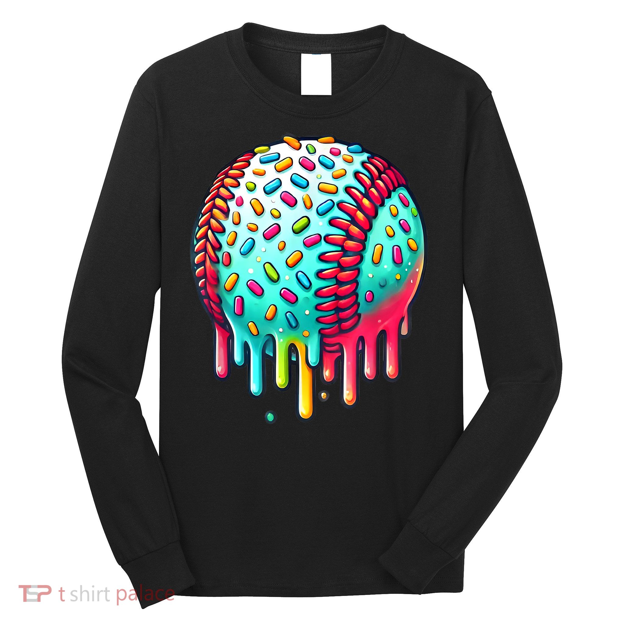 Ice Cream Drip Baseball Stuff Baseball Drip For Boy Graphic  Long Sleeve Shirt