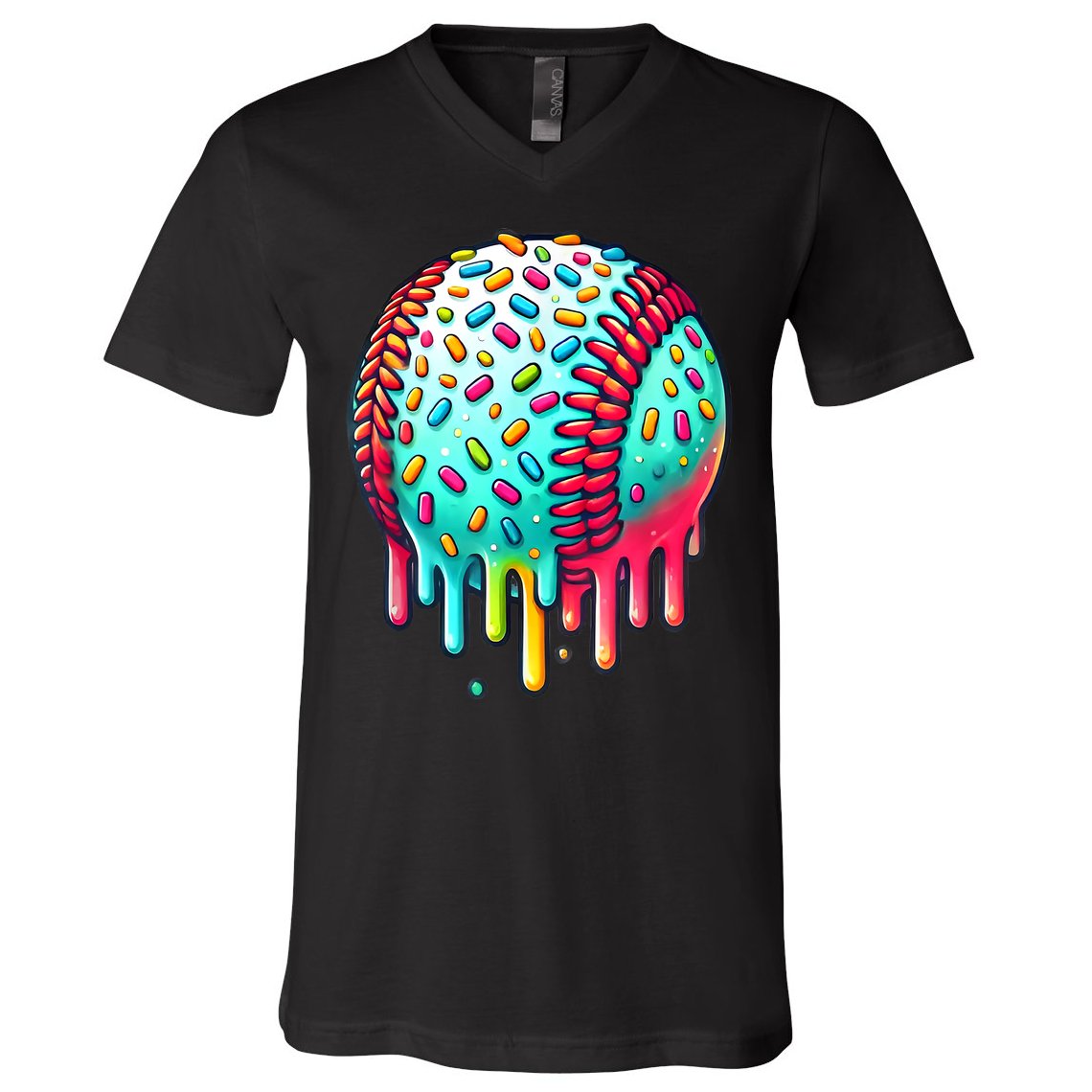 Ice Cream Drip Baseball Stuff Baseball Drip For Boy Graphic  V-Neck T-Shirt