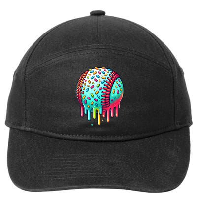 Ice Cream Drip Baseball Stuff Baseball Drip For Boy Graphic  7-Panel Snapback Hat