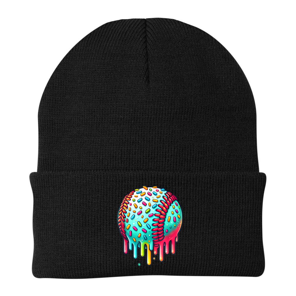 Ice Cream Drip Baseball Stuff Baseball Drip For Boy Graphic  Beanie