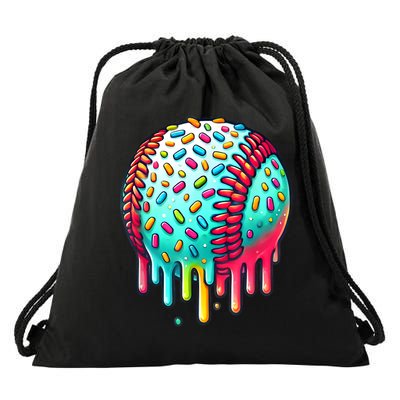 Ice Cream Drip Baseball Stuff Baseball Drip For Boy Graphic  Drawstring Bag