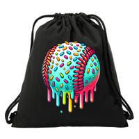 Ice Cream Drip Baseball Stuff Baseball Drip For Boy Graphic  Drawstring Bag