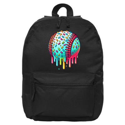 Ice Cream Drip Baseball Stuff Baseball Drip For Boy Graphic  16 in Basic Backpack