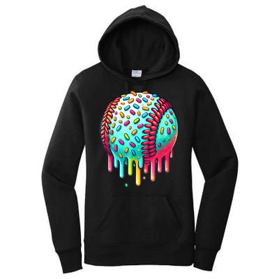 Ice Cream Drip Baseball Stuff Baseball Drip For Boy Graphic  Women's Pullover Hoodie