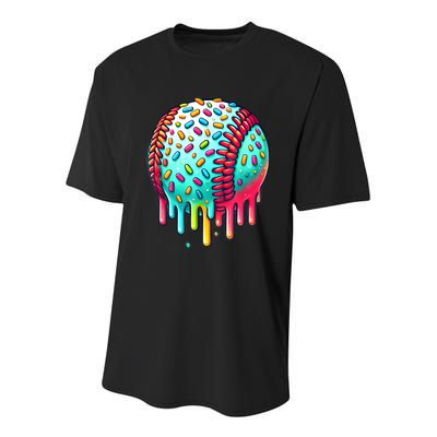 Ice Cream Drip Baseball Stuff Baseball Drip For Boy Graphic  Youth Performance Sprint T-Shirt