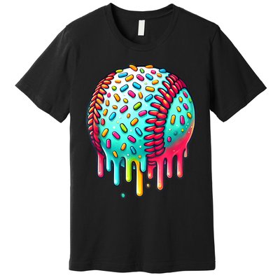 Ice Cream Drip Baseball Stuff Baseball Drip For Boy Graphic  Premium T-Shirt