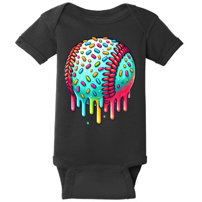 Ice Cream Drip Baseball Stuff Baseball Drip For Boy Graphic  Baby Bodysuit