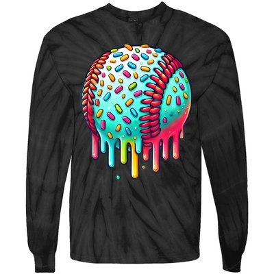 Ice Cream Drip Baseball Stuff Baseball Drip For Boy Graphic  Tie-Dye Long Sleeve Shirt