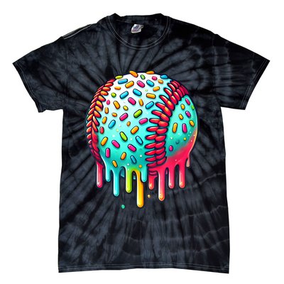 Ice Cream Drip Baseball Stuff Baseball Drip For Boy Graphic  Tie-Dye T-Shirt