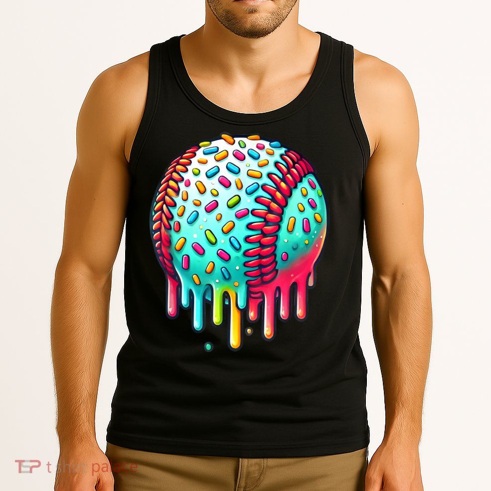 Ice Cream Drip Baseball Stuff Baseball Drip For Boy Graphic  Tank Top