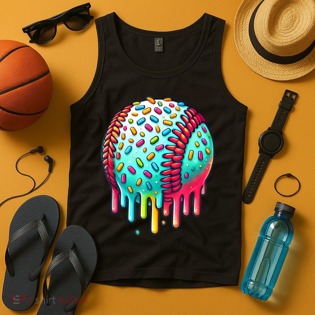 Ice Cream Drip Baseball Stuff Baseball Drip For Boy Graphic  Tank Top