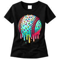 Ice Cream Drip Baseball Stuff Baseball Drip For Boy Graphic  Womens T-Shirt